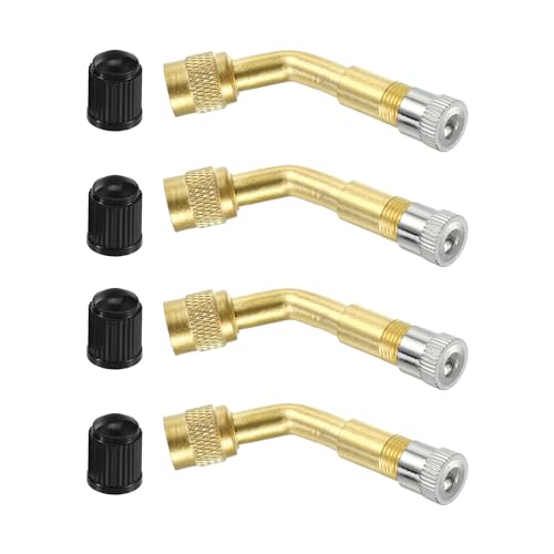 Image of 1 Set 135-Degree Universal Tire Valve Stem Extenders Extension Adapter - Cars RV Bicycles Motorcycles Trailers Tubeless Tire Valve - Copper Gold Tone