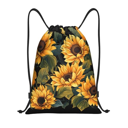 Drawstring Bag Lightweight Small Gym Bag for Women Sunflower Soccer Backpack for Sports Travel