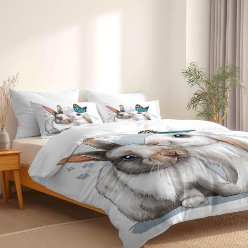 Housse de couette 220x240 microfibre parure de lit 3 pièces blanche - 5