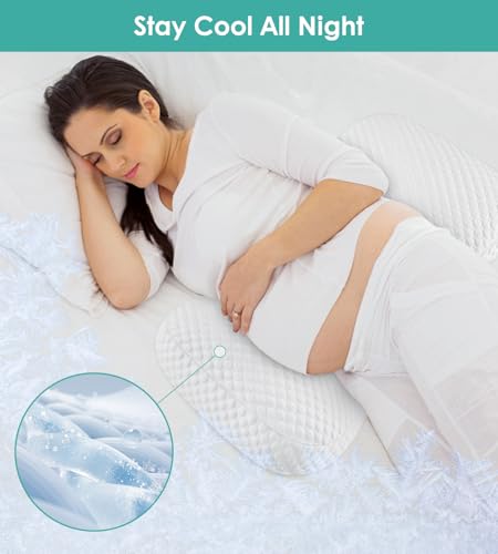 Image of Pregnancy Pillow Cooling for Sleeping, Detachable and Adjustable Double-Sided Support Maternity Pillow Skin-Friendly for Pregnant Women Back, HIPS, Legs(30Slope Design Verified by Expectant Mothers)