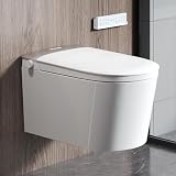 DeerValley Luxury Wall-Hung Smart Toilet with Bidet Built In, Auto Open/Close Lid, Auto Flush, Adaptive Temperature Control, Hot and Cold Massage Wash, Pump-Assisted, Built-In Tank for Modern Bathroom