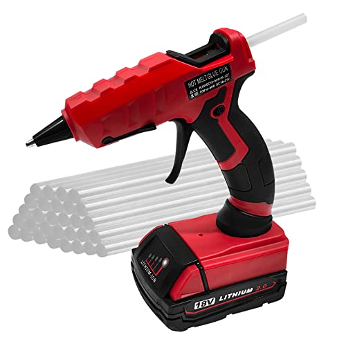 Cordless Hot Glue Gun, Suitable For Milwaukee M18 18V Li-Ion Battery, (2 A Battery Included) For Arts & Crafts & Diy & Repairs, 30S Quick Preheat Hot Melt Glue Gun With 30 Pcs Glue Sticks(7 * 150Mm) #TOP20
