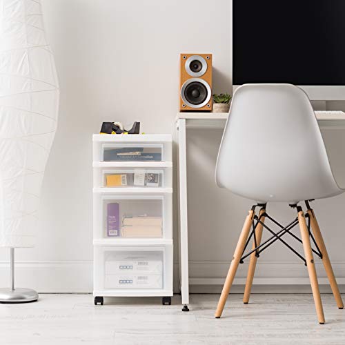 Iris Usa Craft Plastic Organizers And Storage, Rolling Storage Cart For Classroom Supplies, Storage Organizer For Art Supplies, Drawer Top Organizer For Small Parts, 4 Drawers, White #TOP1