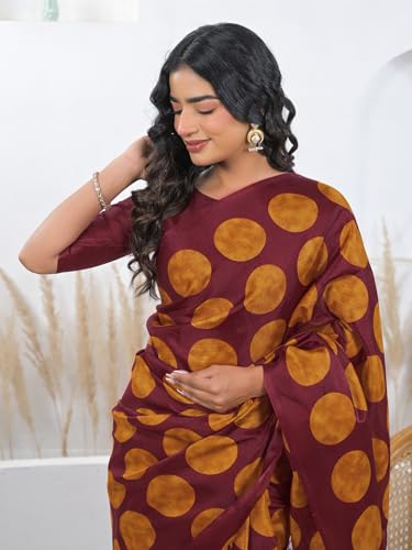 Image of SIRIL Women's Cotton Printed Saree With Unstitched Blouse Piece