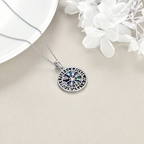 YAFEINI Sterling Silver Viking Jewelry Viking Compass Weapon Spearhead Talisman Pendant Necklace, Viking Jewelry Gift for Women Men3