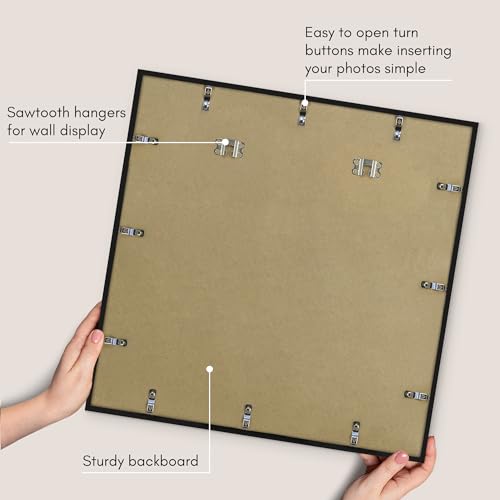 Americanflat 24x24 Picture Frame with Polished Plexiglass - Streamline Collection - Thin Border Square Frame for Wall Display - Hanging Hardware Included - Black