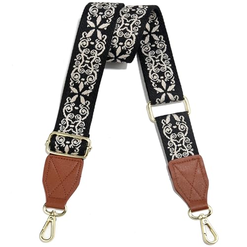 Image of Purse Strap,1.5 inch Leather End Shoulder Strap Adjustable Replacement,Retro Multi-Pattern Crossbody Bag Straps