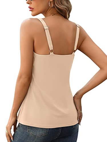 Image of V FOR CITY Tank Top for Women with Built-in Padded Bra Adjustable Wide Strap Camisole Cotton Cami Shirts