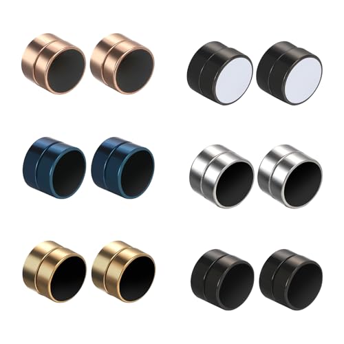 Punk 6-12mm Stainless Steel Black Magnetic Non-piercing Clip On Fake Cheater Stud Earrings for Men Women