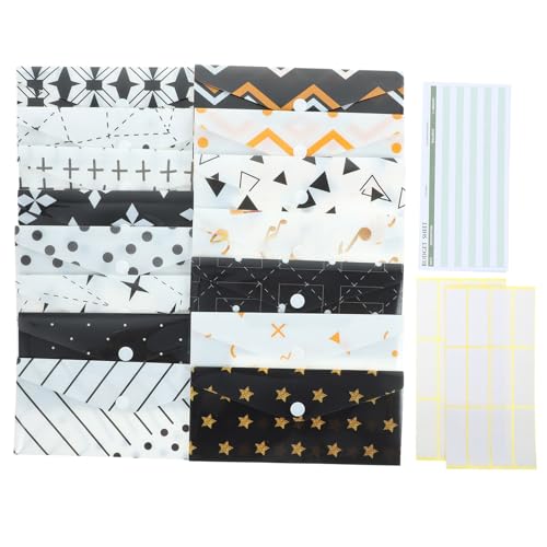 NUOLUX 黒色幾何学模様製予算管理用現封筒入り 消費記録表 貼り付き 持ち運び便利で軽量なオフィス用品として