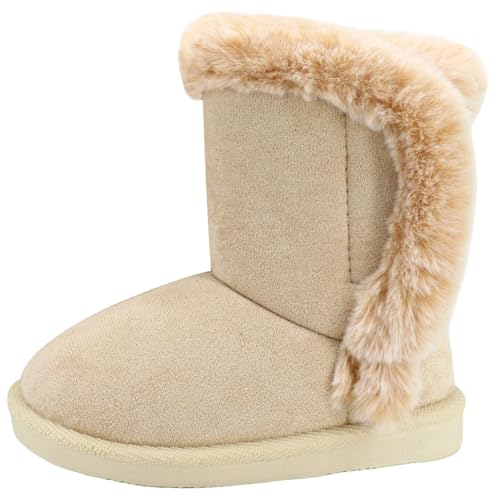 Moceen Baby Toddler Boys Girls Winter Boots Lightweight Soft Fur Lining Fashion Easy On Snow Boots for Kids Size 13 Little Kid 8207 Khaki