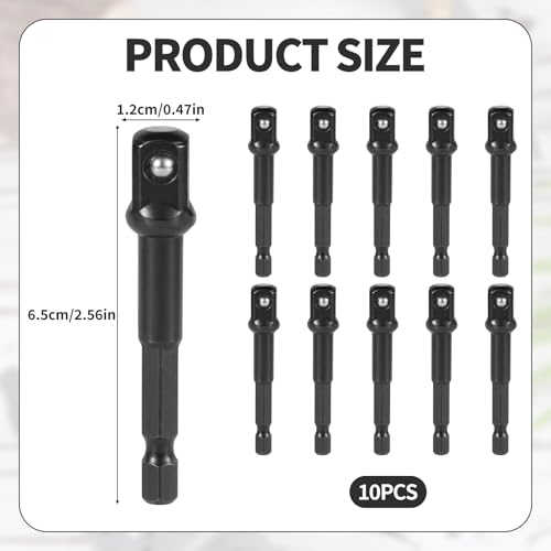 Image of BOXOB 10pcs 3 /8 Impact Adapter, 1 /4 to 3 /8 Chrome Vanadium Steel Extension Impact Driver Socket Drill Bit Practical Replacement Accessories for Drill Industry Home Use(Black)