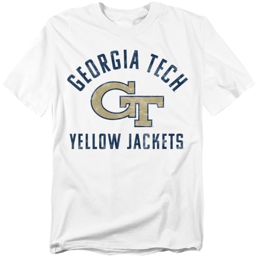Georgia Tech Official Yellow Jackets Logo Unisex Adult T-Shirt, White, Large