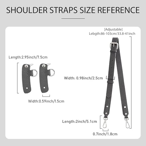 Image of 4 Buckles Purse Strap Replacement Compatible with Longchamp S /M Bag, Anti-Slip Leather Bag Straps Conversion Kit, Handbags Crossbody Shoulder Strap Adjustable for Women(Graphite Gray)