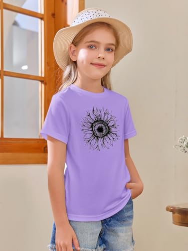 Image of Girls Short Sleeve T Shirts Kids Summer Tops Crewneck Tees 5-14 Years