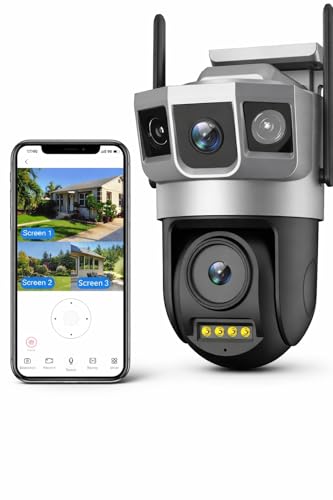 MacCam 6MP WiFi Dual Lens Outdoor PTZ CCTV Camera | 360° Rotation | Color Night Vision | Motion Detection | Two-Way Audio | Wireless Home Security with Mobile App V380 Pro (New Dual Lens PTZ)