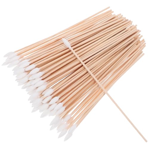 Lurrose 100個 木製ハンドル付きシングルチップ綿棒 使い捨て適切で快適なソフトチップ 清掃 メイク 修理用多目的綿棒