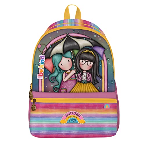 Gorjuss Santoro - Mochila de regreso a clases, mochila para niñas, niños, Sé amable el uno con el otro, 43x32x19 Centimeters