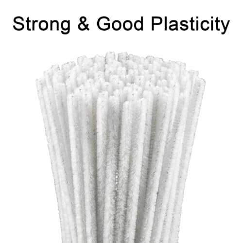 Image of White Pipe Cleaners Craft,200PCS Chenille Stem Squishy Stem Toys,Halloween /Christmas /Easter Decorations Arts and Crafts;Craft Supplies for DIY Flowers Home Decor,Birthday Gifts,Girls Toys Age 8-10