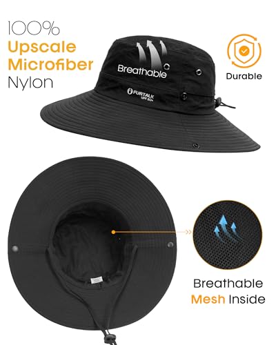 Image of FURTALK Sun Hats for Women Ponytail UV Protection Beach Summer Hat Wide Brim Packable Cowboy Hat