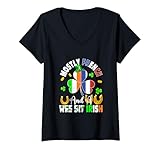 Damen Mostly French Funny Joke A Bit Irish Patrick's Day Parades T-Shirt mit V-Ausschnitt