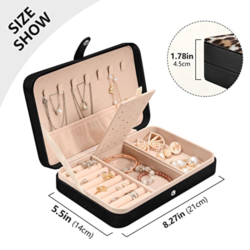Leopard Cheetah Print Animal Travel Jewelry Box For Women Girls, Pu Leather Small Jewelry Organizer Double Layer Portable Jewelry Case For Earrings Rings Necklaces Bracelets #TOP4
