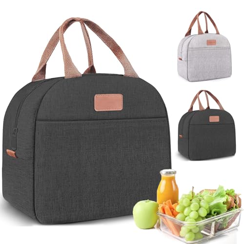 Mylindde Lunch Bag Insulated Lunch Bag for Women Men Kids Reusable Insulated Lunch Bag Leakproof Simple Bento Lunch Tote for Office Work School Picnic or Travel (Black#1)