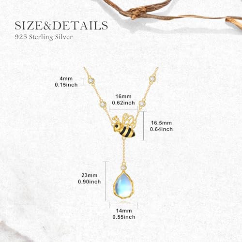 Bee Necklace for Women 925 Sterling Silver Moonstone Bee Pendant Moonstone Jewelry Gifts for Daughter4