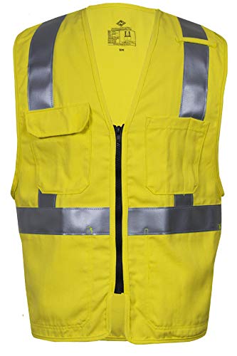 National Safety Apparel V21TV2ZLG Deluxe Class 2 FR Hi-Vis Safety Vest, Large, Fluorescent Yellow