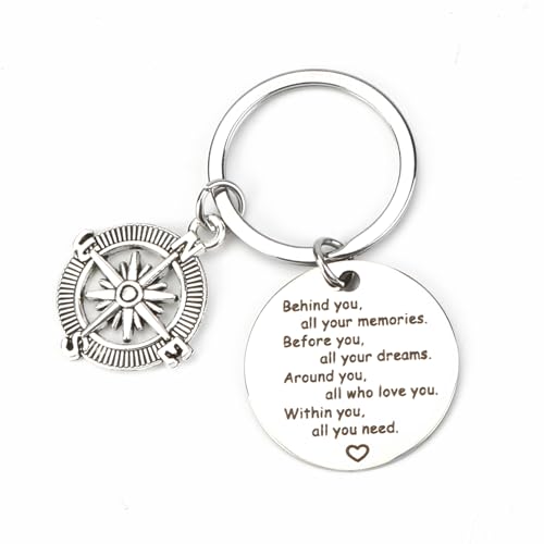 MUCOOS Personalized Keychain Compass Design Encouragement Gift Personalised Keyrings Motivational Gifts Gifts for Students from Teachers Friendship Gifts for Women Inspirational Gifts for Women