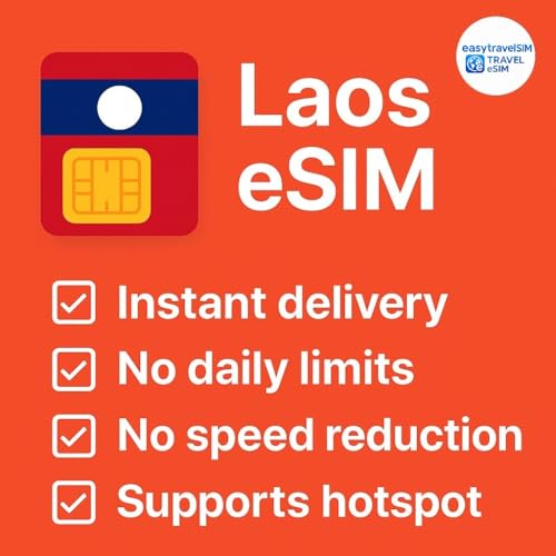 eSIM Laos con hotspot habilitado y un paquete de 10 GB de datos rápidos para 30 días