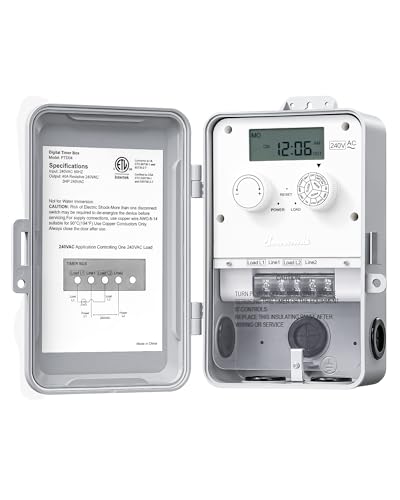 DEWENWILS Pool Pump Timer Outdoor Digital Timer Box 3HP 40A 240VAC 7-Day 12 ON/Off Programmable Timer Switch for Pool Pump Water Heater Pool Filter Landscape Lights ETL Listed