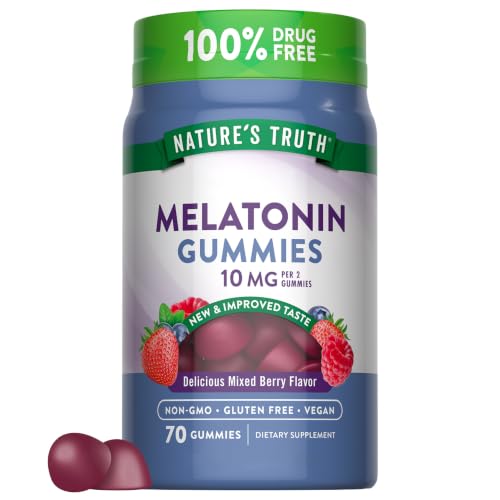 Natures Truth Melatonin 10mg Gummies | 70 Count | Berry Flavor | Vegan Non-GMO and Gluten Free Supplement