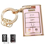 WENHENI Keyless Entry Systems Key for Cadillac Key Fob Cover Shell with Keychain Fit for Cadillac Escalade SRX CTS ATS XTS DTS STS 2008-2015 Smart Key (Gold-Pink)