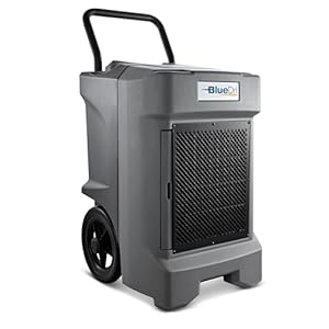 BlueDri BD-130P 225PPD Industrial Water Damage Equipment Commercial Dehumidifier with Hose for Basements in Homes and Job Sites, Gray