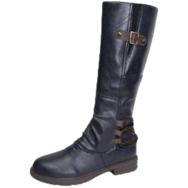Womens fashionable thigh boots with side zippers for easy on and off Belt buckle design casual wear Available
