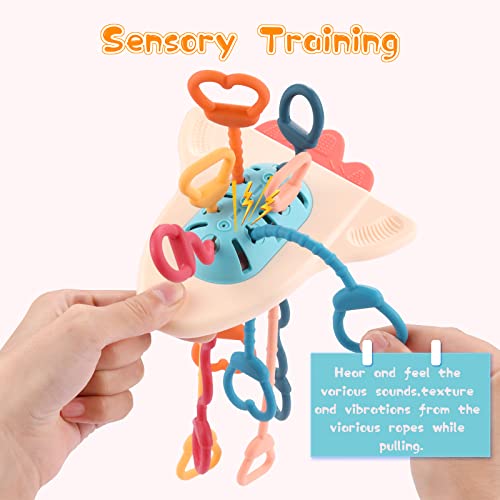 Montessori Toys For Babies 6-12 Months Baby Food Grade Silicone Sensory Travel Pull String Rattle Teething Toys For 3-6 Months 1 Year Old Hang On Stroller Crib Car Seat Fidget Gift For Infant Toddler #TOP1