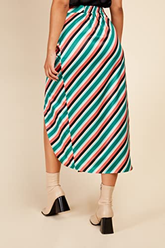 Little Mistress Stripe Mock Wrap Midi Skirt, 8, Multi - Image 3
