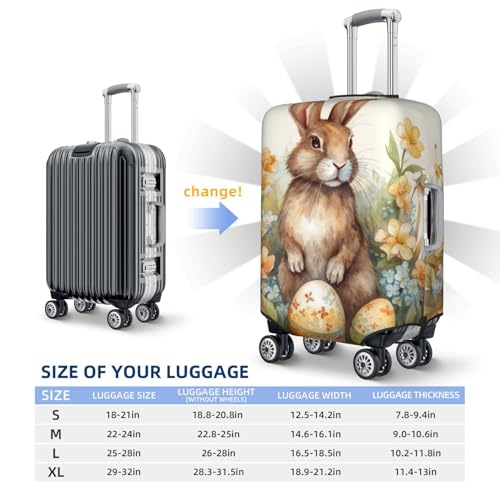 Easter Eggs And Rabbits Travel Luggage Cover Suitcase Protector Washable Elastic Suitcase Cover Anti-Scratch Luggage Protector Travel Suitcase Baggage Cover Fits 18-32 Inch Suitcase Large 6
