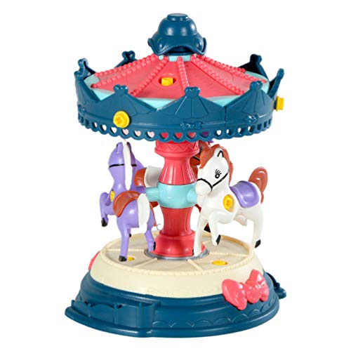 NUOBESTY Brinquedo de Montagem de Carrossel de Carrossel de 3 Cavalos para Crianças Carrossel de Plá