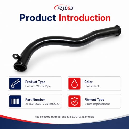 Image of FZJDSD 1PC Water Inlet Pipe and O-Rings 254602G201 Compatible with Hyundai Santa Fe Sonata Tucson 2010-2021 Compatible with Kia Forter Optima Sorento Fit for Sportage 2010-2021 2.0L 2.4L #25460-2G201