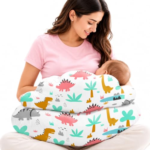 Image of Proliva Feeding Pillow for New Born Baby with Detachable Cover Breast Feeding & Maternity Nursing Pillow for Breastfeeding Support for Baby Feeding Pillow for Mom (Beige-Dyno-B2)