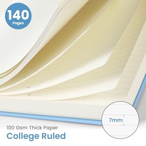 Image of Taja Lined Spiral Journal Notebook for Women & Men, 140 Pages, College Ruled Hardcover Notebook for Work & Note Taking, Journals for Writing, A5(5.7 inch x 7.9 inch) - Blue