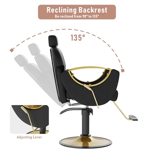 Image of LOUVIXA Barber Salon Chair for Hair Stylist, Height Adjustable Hydraulic Hair Reclining Salon Chairs, 360 Degrees Rotation, Multi-Function Shampoo Chair for Barbershop (Modern Black)