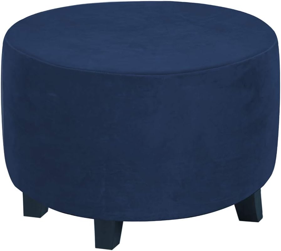 X-Large Taupe Velvet Round Stool Cover High Elastic Fit Ottoman Cover Footrest Cover for Living Room Bedroom (Taupe, X-Large)