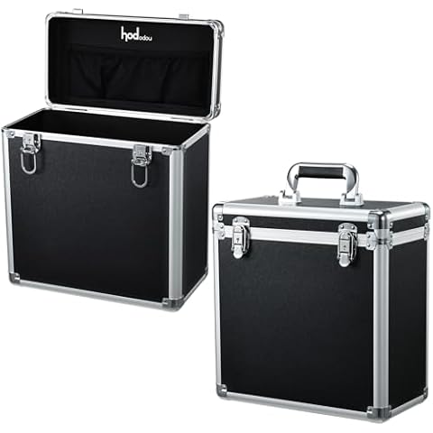 Vinyl Record Storage Case LP Album Collection Display Box Water Resistant Vinyl Record Organizer Storage Holds 50 Valuable Records Cover