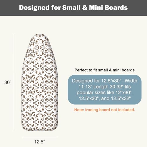 Image of Small Ironing Board Cover and Pad 12.5 inchx30 inch Small Iron Board Cover with Padding,Tabletop Mini Ironing Board Cover and Pad Small Size, Cotton Canvas, Heat Resistant, Drawstring Taupe