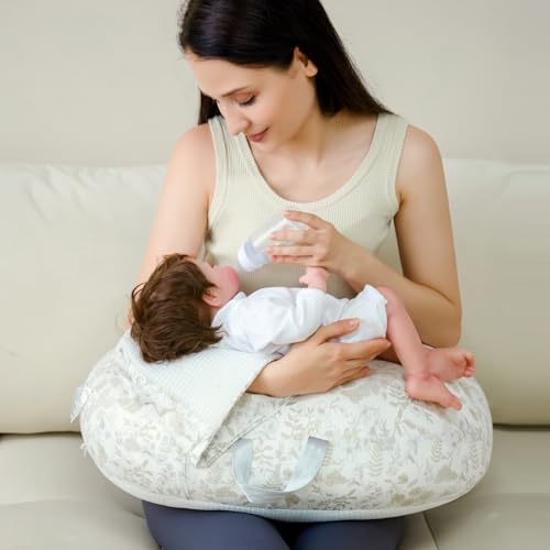 Image of SUNSHE Nursing Pillow for Breastfeeding, Multifunctional Dual-Sided 2-in-1 for More Support for Mom and Baby with Adjustable Waist Strap and Removable Cotton Cover, (Maple Forest Oasis)