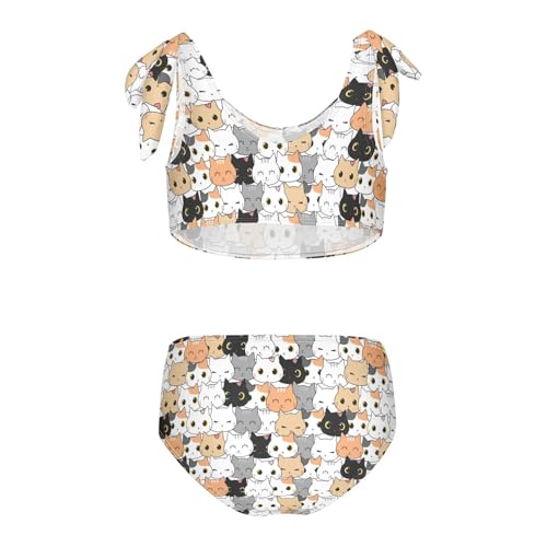 Wusikd Cat Kitten Girls Swimsuits Two Piece Cartoon Swimwear Bikini Set for for Girls Size 11-12T2