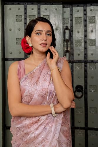 Image of MIRCHI FASHION Women Saree Chiffon Floral Printed | Breathable Festive Occasion Sari for Social Visits with Matching Blouse Piece